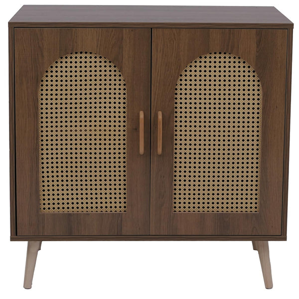 Kommode Schrank Anrichte Türen Staufächer Poly-Rattan 79x80x40cm braun