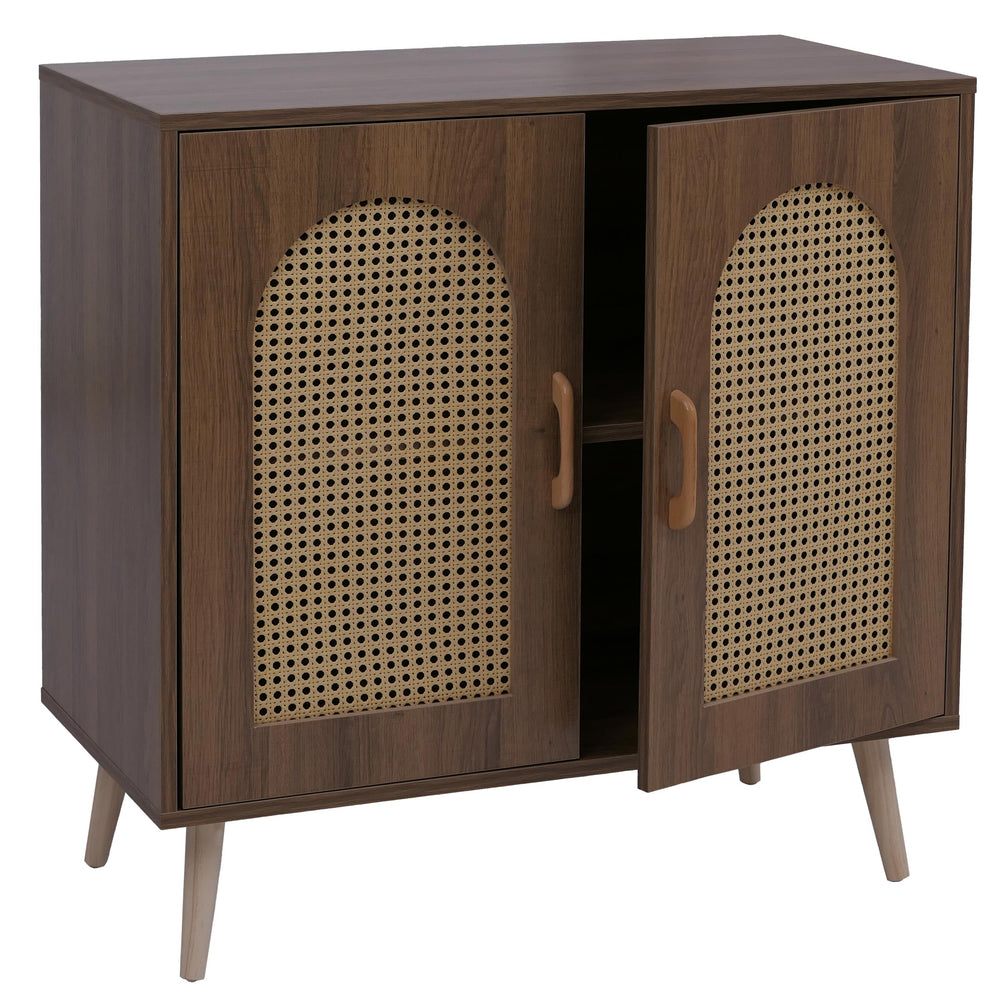 Kommode Schrank Anrichte Türen Staufächer Poly-Rattan 79x80x40cm braun