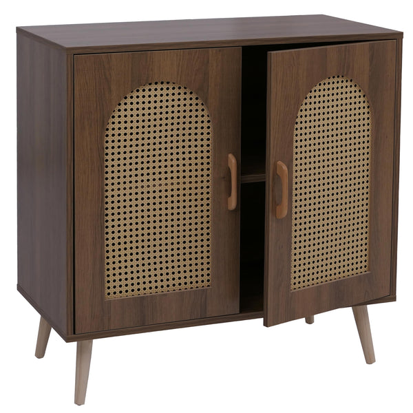 Kommode Schrank Anrichte Türen Staufächer Poly-Rattan 79x80x40cm braun
