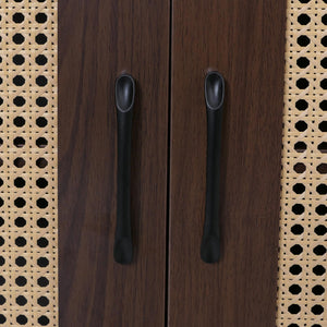 Kommode Schrank Anrichte Türen Staufächer Poly-Rattan 79x80x40cm Walnuss-Optik