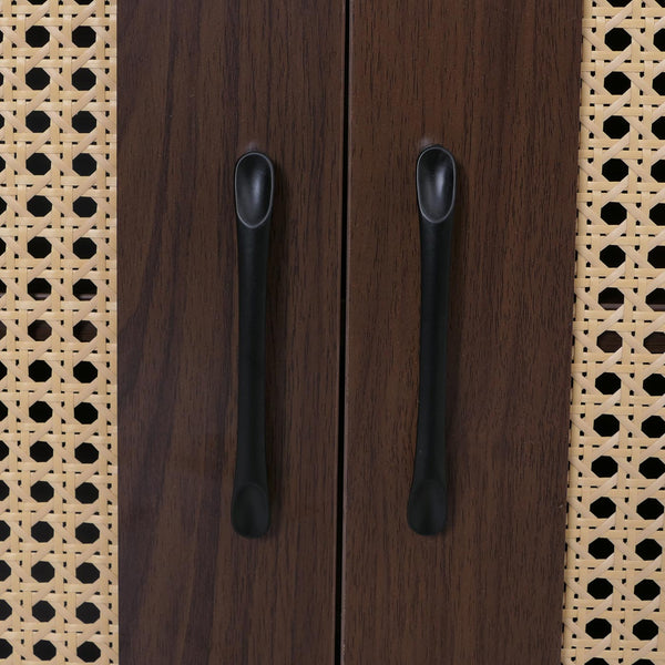 Kommode Schrank Anrichte Türen Staufächer Poly-Rattan 79x80x40cm Walnuss-Optik