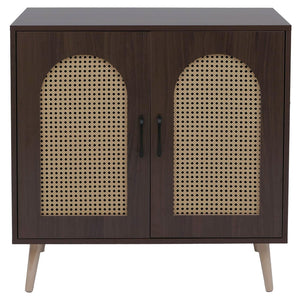 Kommode Schrank Anrichte Türen Staufächer Poly-Rattan 79x80x40cm Walnuss-Optik