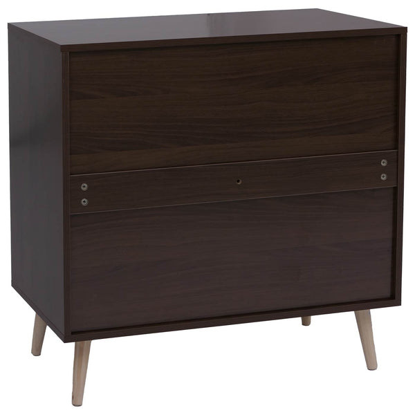 Kommode Schrank Anrichte Türen Staufächer Poly-Rattan 79x80x40cm Walnuss-Optik