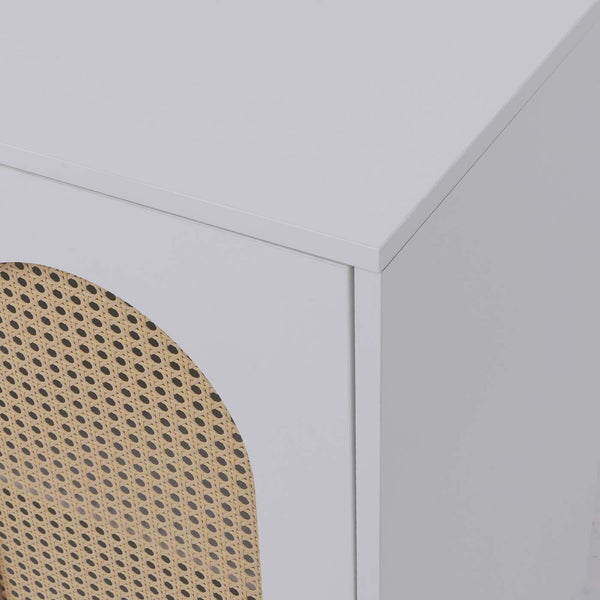 Kommode Schrank Anrichte Türen Staufächer Poly-Rattan 79x80x40cm weiss