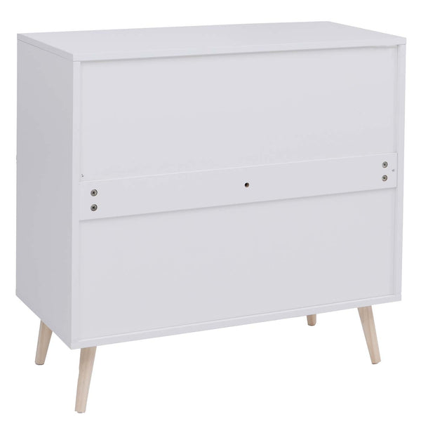Kommode Schrank Anrichte Türen Staufächer Poly-Rattan 79x80x40cm weiss