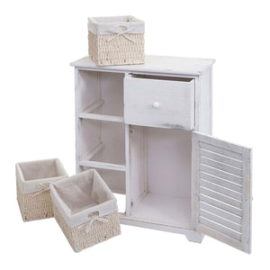 Kommode Schubladenkommode Massivholz Korb-Schublade 80x60x30cm shabby weiss