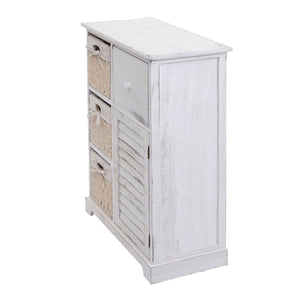 Kommode Schubladenkommode Massivholz Korb-Schublade 80x60x30cm shabby weiss