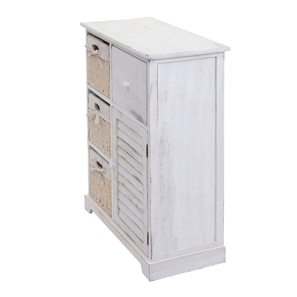 Kommode Schubladenkommode Massivholz Korb-Schublade 80x60x30cm shabby weiss