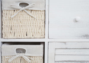 Kommode Schubladenkommode Massivholz Korb-Schublade 80x60x30cm shabby weiss
