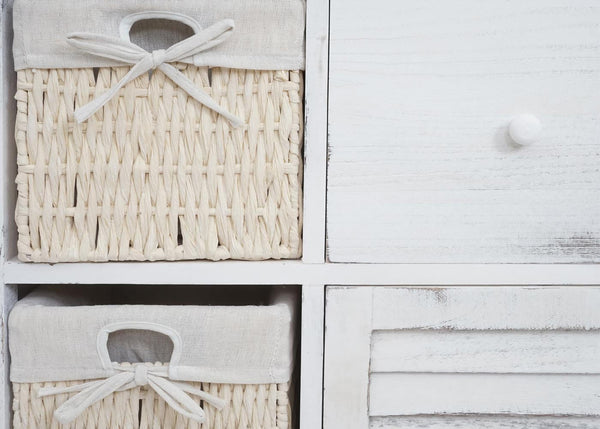 Kommode Schubladenkommode Massivholz Korb-Schublade 80x60x30cm shabby weiss