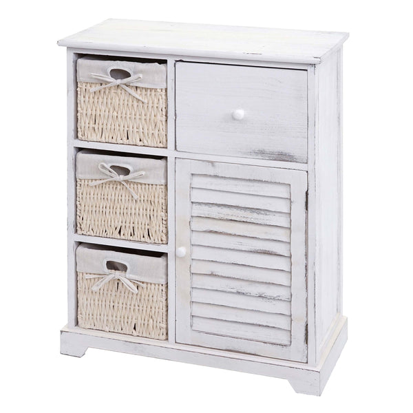 Kommode Schubladenkommode Massivholz Korb-Schublade 80x60x30cm shabby weiss