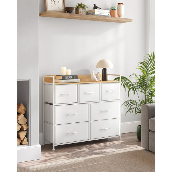 Kommode Schubladenkommode mit 7 Schubladen Weiss Holz