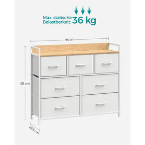 Kommode Schubladenkommode mit 7 Schubladen Weiss Holz