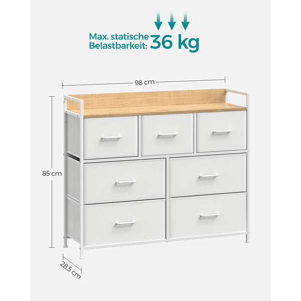 Kommode Schubladenkommode mit 7 Schubladen Weiss Holz