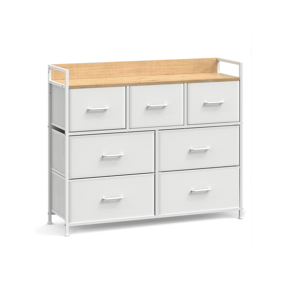 Cassettiera con 7 cassetti, legno bianco