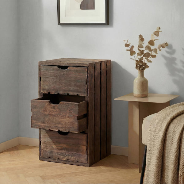 Kommode Schubladenkommode Vintage Shabby-Look 3 Schubladen 53x32x26cm braun
