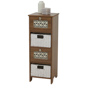 Kommode Schubladenschrank 4 Korbschubladen Holz Melamin 82x30x30cm braun