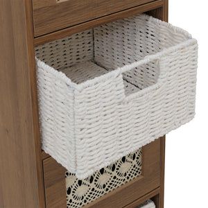 Kommode Schubladenschrank 4 Korbschubladen Holz Melamin 82x30x30cm braun