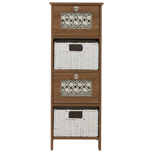 Kommode Schubladenschrank 4 Korbschubladen Holz Melamin 82x30x30cm braun