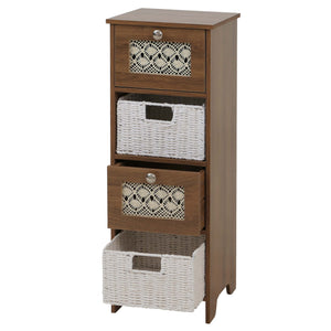 Kommode Schubladenschrank 4 Korbschubladen Holz Melamin 82x30x30cm braun