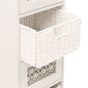 Kommode Schubladenschrank 4 Korbschubladen Holz Melamin 82x30x30cm natur-weiss