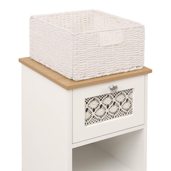 Kommode Schubladenschrank 4 Korbschubladen Holz Melamin 82x30x30cm natur-weiss