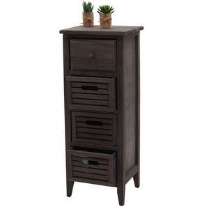 Kommode Schubladenschrank 4 Schubladen 74x30x25cm Shabby-Look Vintage grau-braun