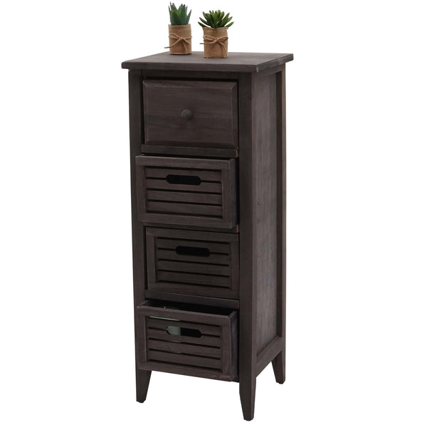 Kommode Schubladenschrank 4 Schubladen 74x30x25cm Shabby-Look Vintage grau-braun