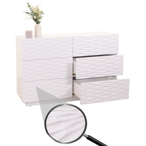 Kommode Sideboard 3D-Design Push-to-open 81x120x42cm Hochglanz weiss