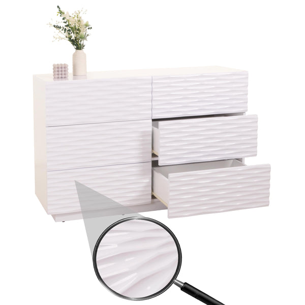 Kommode Sideboard 3D-Design Push-to-open 81x120x42cm Hochglanz weiss