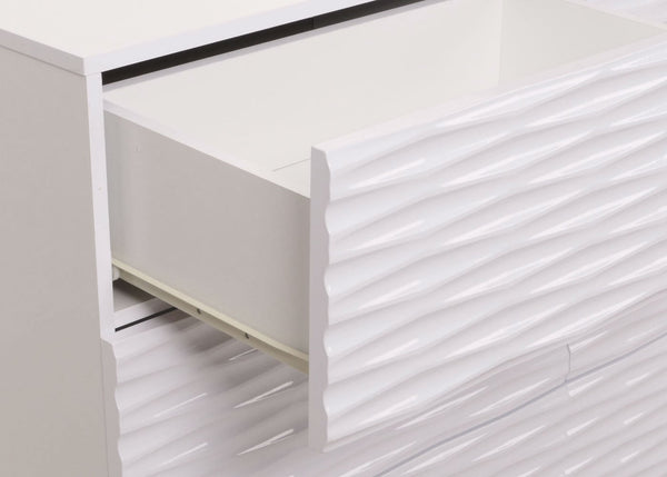 Kommode Sideboard 3D-Design Push-to-open 81x120x42cm Hochglanz weiss