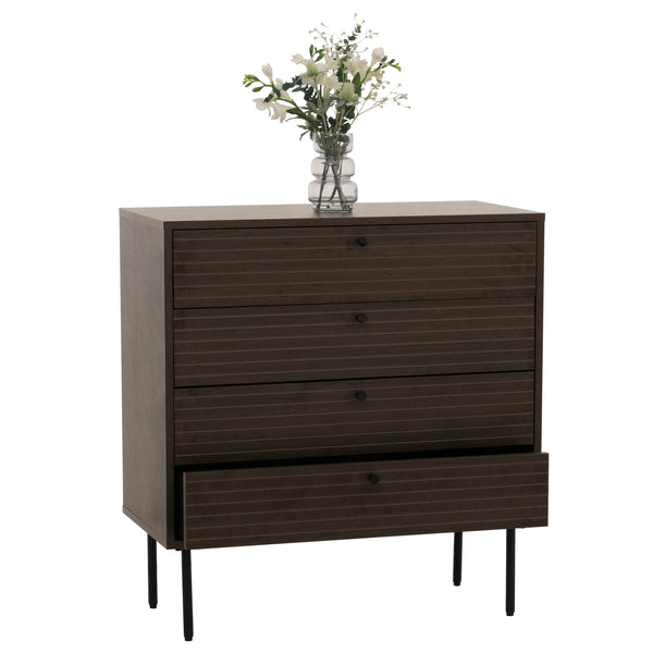 Kommode Sideboard 4 Schubladen skandinavisch 85x80x40cm dunkelbraun