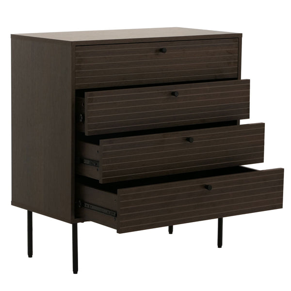 Kommode Sideboard 4 Schubladen skandinavisch 85x80x40cm dunkelbraun