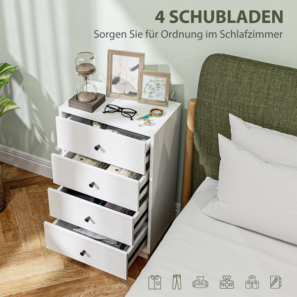 Kommode Sideboard Schrank modern mit 7 Schubladen Holz weiss