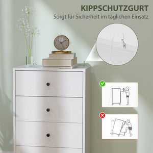 Kommode Sideboard Schrank modern mit 7 Schubladen Holz weiss