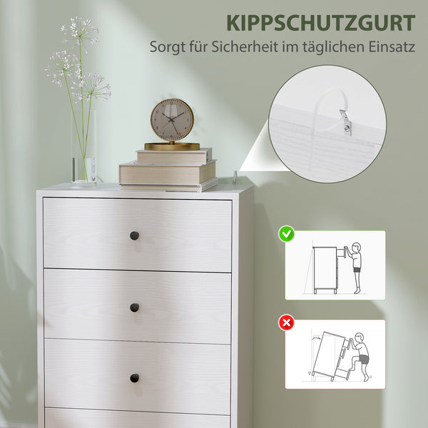 Kommode Sideboard Schrank modern mit 7 Schubladen Holz weiss