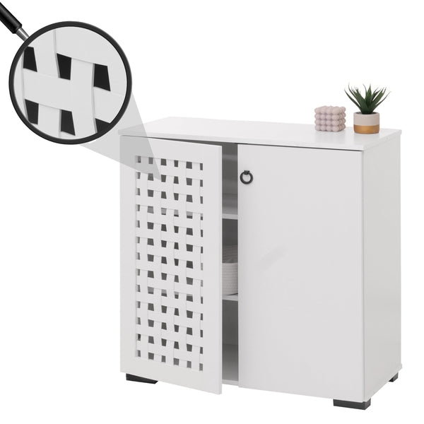 Kommode Sideboard Anrichte 3D-Flecht-Design 2 Türen 82x80x37cm weiss