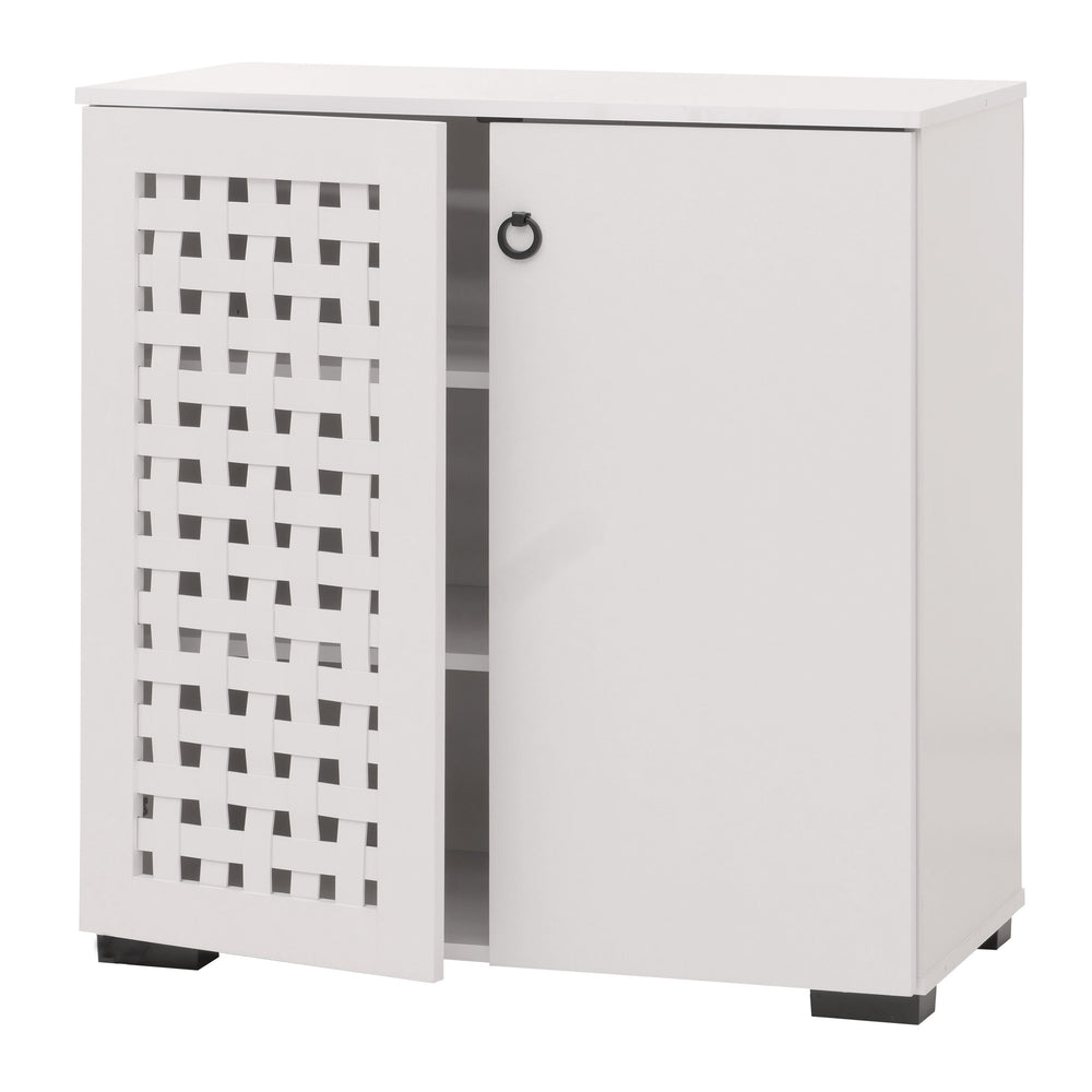 Kommode Sideboard Anrichte 3D-Flecht-Design 2 Türen 82x80x37cm weiss