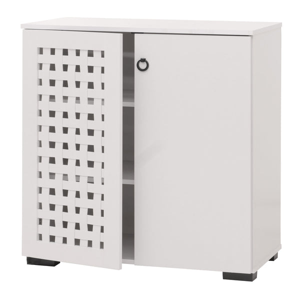 Kommode Sideboard Anrichte 3D-Flecht-Design 2 Türen 82x80x37cm weiss