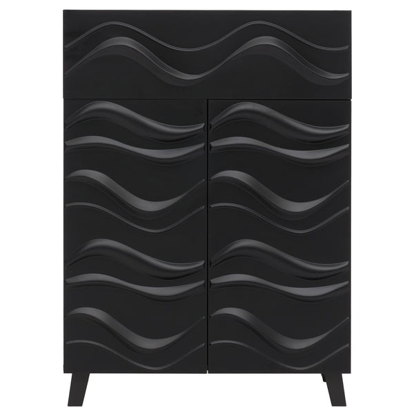 Kommode Sideboard Anrichte 3D-Wellen-Design Push-to-open 107x76x36cm schwarz
