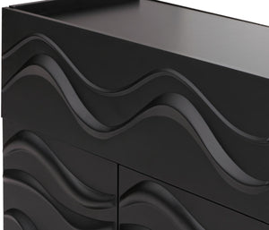 Kommode Sideboard Anrichte 3D-Wellen-Design Push-to-open 107x76x36cm schwarz