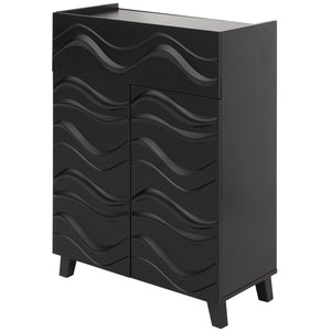 Kommode Sideboard Anrichte 3D-Wellen-Design Push-to-open 107x76x36cm schwarz