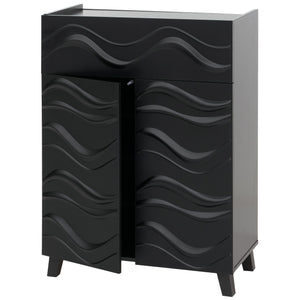 Kommode Sideboard Anrichte 3D-Wellen-Design Push-to-open 107x76x36cm schwarz