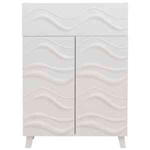 Kommode Sideboard Anrichte 3D-Wellen-Design Push-to-open 107x76x36cm weiss