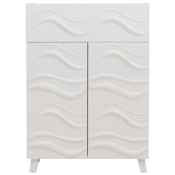 Kommode Sideboard Anrichte 3D-Wellen-Design Push-to-open 107x76x36cm weiss