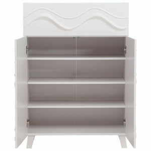 Kommode Sideboard Anrichte 3D-Wellen-Design Push-to-open 107x76x36cm weiss