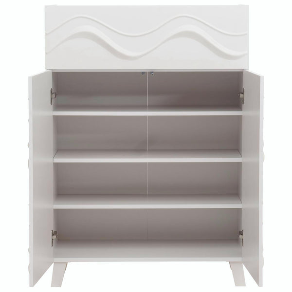 Kommode Sideboard Anrichte 3D-Wellen-Design Push-to-open 107x76x36cm weiss