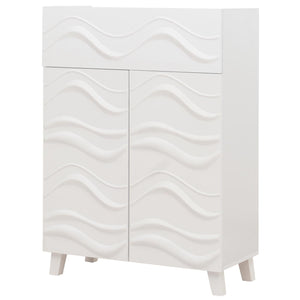 Kommode Sideboard Anrichte 3D-Wellen-Design Push-to-open 107x76x36cm weiss