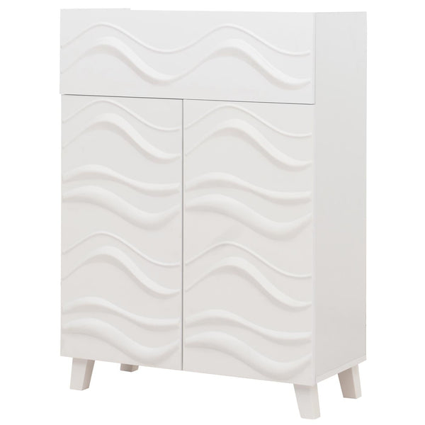 Kommode Sideboard Anrichte 3D-Wellen-Design Push-to-open 107x76x36cm weiss