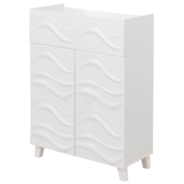 Kommode Sideboard Anrichte 3D-Wellen-Design Push-to-open 107x76x36cm weiss